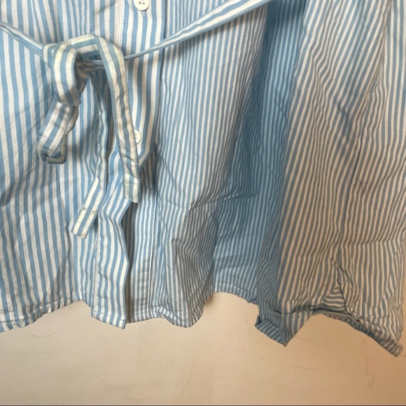 French Connection Seranna Stripe Tie Waist Button Up Shirt Size M - Picture 8 of 12